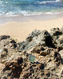 Square Aqua Sea Glass Ring (size 5)