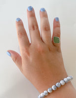 Square Aqua Sea Glass Ring (size 5)