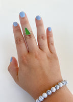 Green Triangle Sea Glass Ring (size 7)