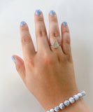 White Teardrop Sea Glass Ring (size 6.5)